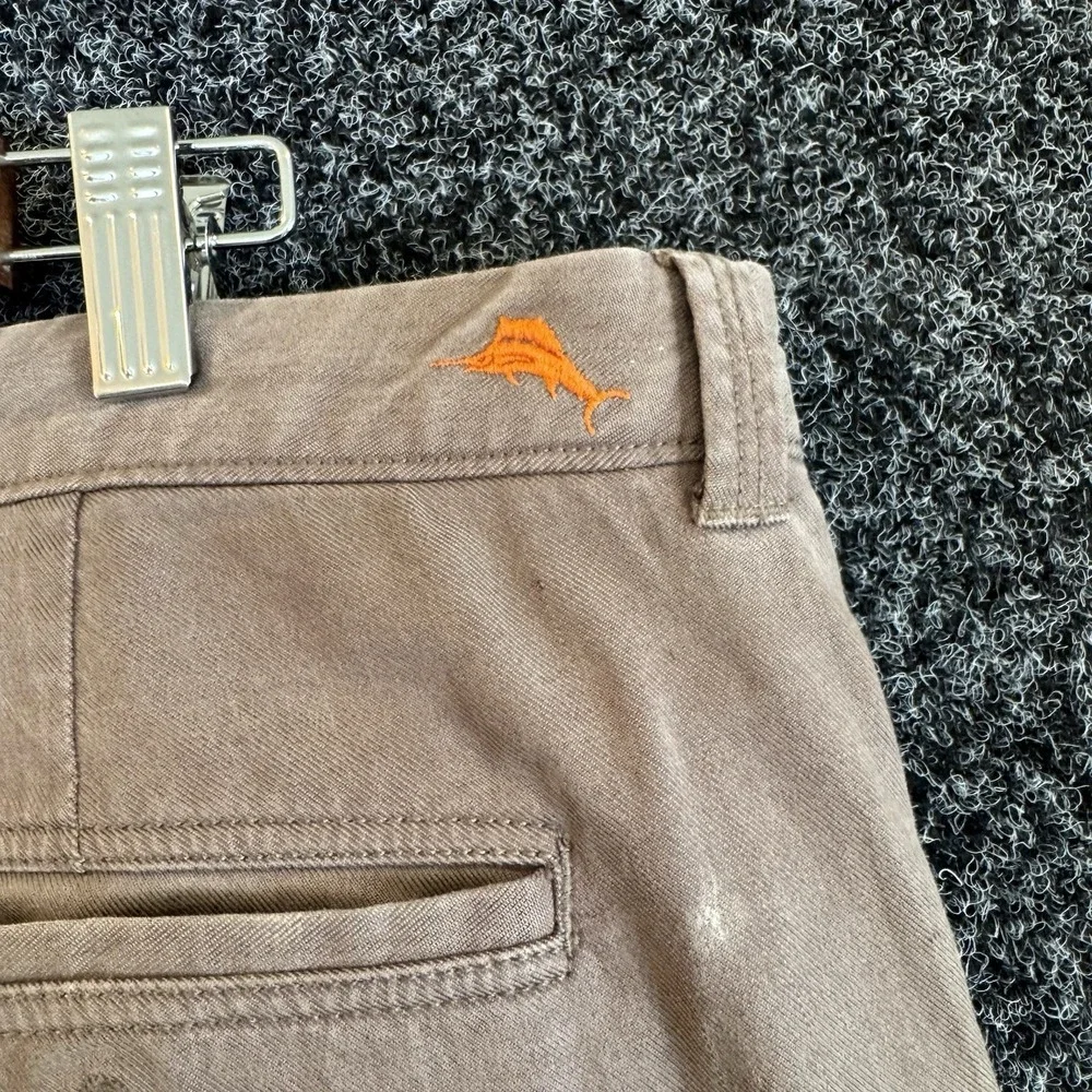 Tommy Bahama Boracay Flat Front Chino Pants Mens 38x34 Brown Cotton Tencel Blend